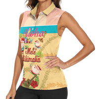Aloha Hawaii Mele Kalikimaka Women Sleeveless Polo Shirt Beachy Funny Santa Hawaiian Lei - Polynesian Pride