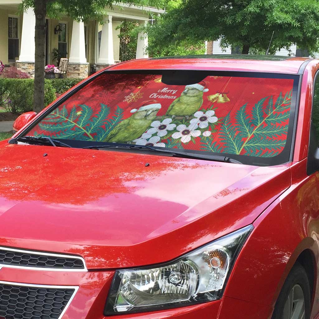 New Zealand Kakapo Christmas Auto Sun Shade Owl Parrot Santa Sliver Fern Manuka - Red - Polynesian Pride