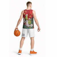 New Zealand Kakapo Christmas Basketball Jersey Owl Parrot Santa Sliver Fern Manuka - Red - Polynesian Pride