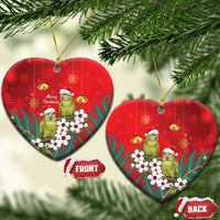 New Zealand Kakapo Christmas Ceramic Ornament Owl Parrot Santa Sliver Fern Manuka - Red - Polynesian Pride