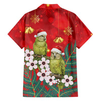 New Zealand Kakapo Christmas Family Matching Off The Shoulder Long Sleeve Dress and Hawaiian Shirt Owl Parrot Santa Sliver Fern Manuka - Red - Polynesian Pride