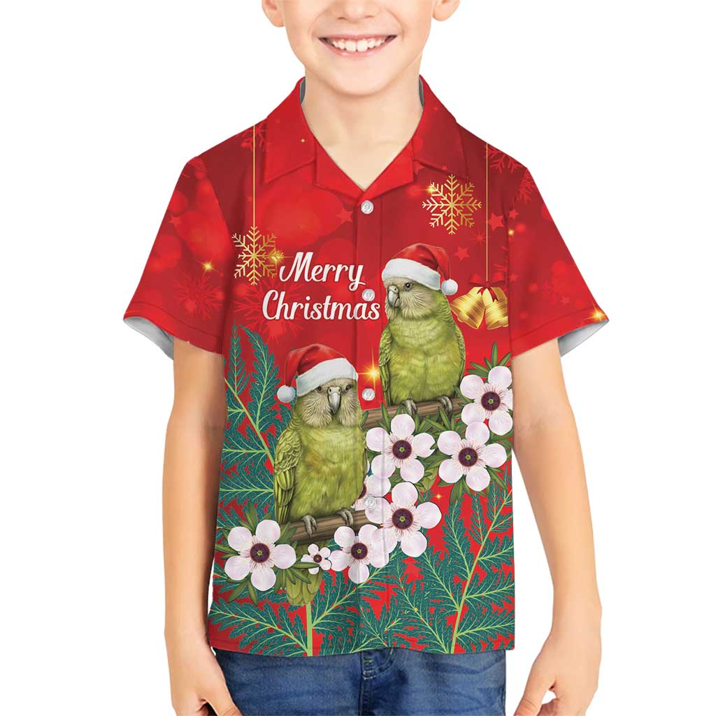 New Zealand Kakapo Christmas Family Matching Summer Maxi Dress and Hawaiian Shirt Owl Parrot Santa Sliver Fern Manuka - Red - Polynesian Pride