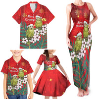 New Zealand Kakapo Christmas Family Matching Tank Maxi Dress and Hawaiian Shirt Owl Parrot Santa Sliver Fern Manuka - Red - Polynesian Pride
