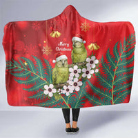 New Zealand Kakapo Christmas Hooded Blanket Owl Parrot Santa Sliver Fern Manuka - Red - Polynesian Pride