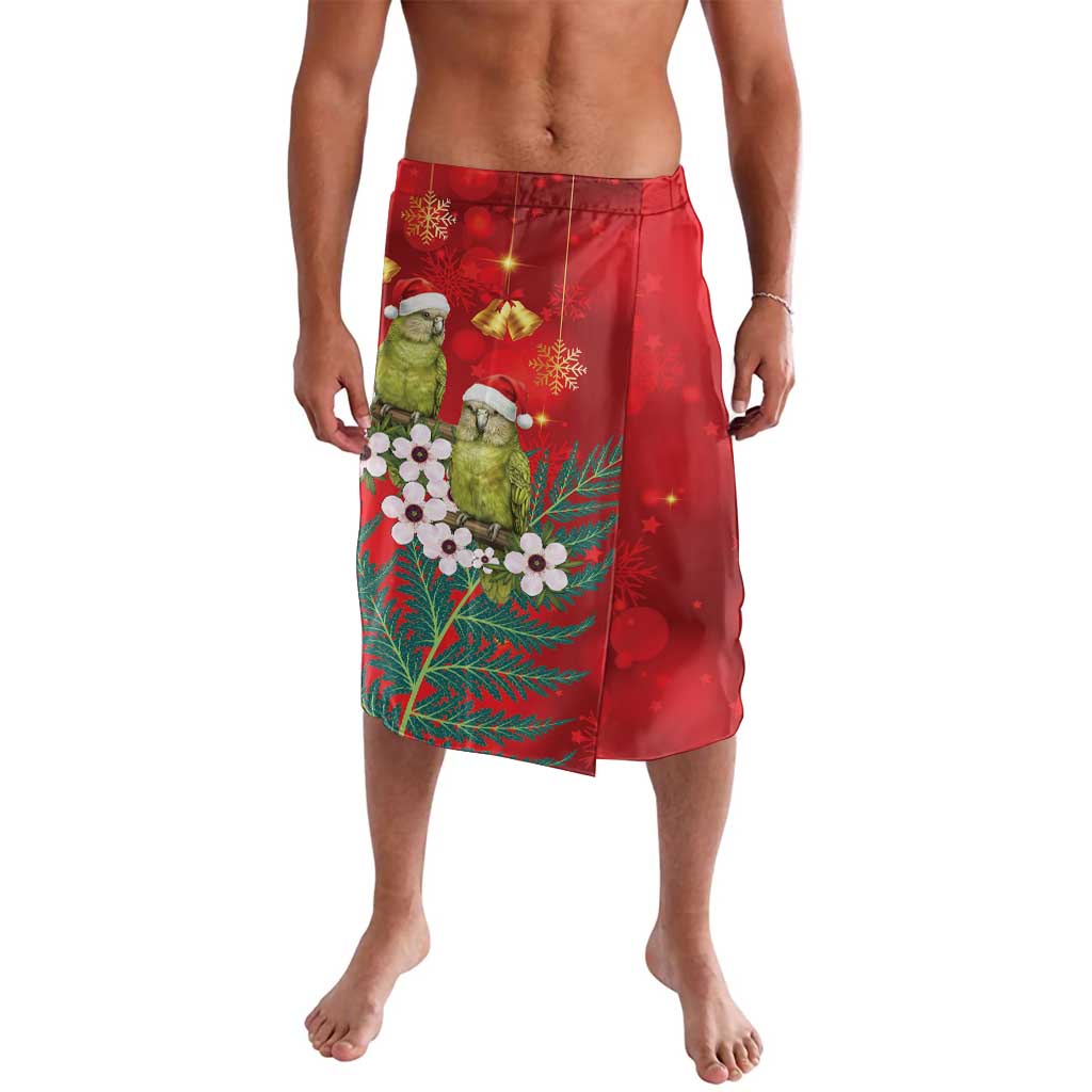 New Zealand Kakapo Christmas Lavalava Owl Parrot Santa Sliver Fern Manuka - Red - Polynesian Pride
