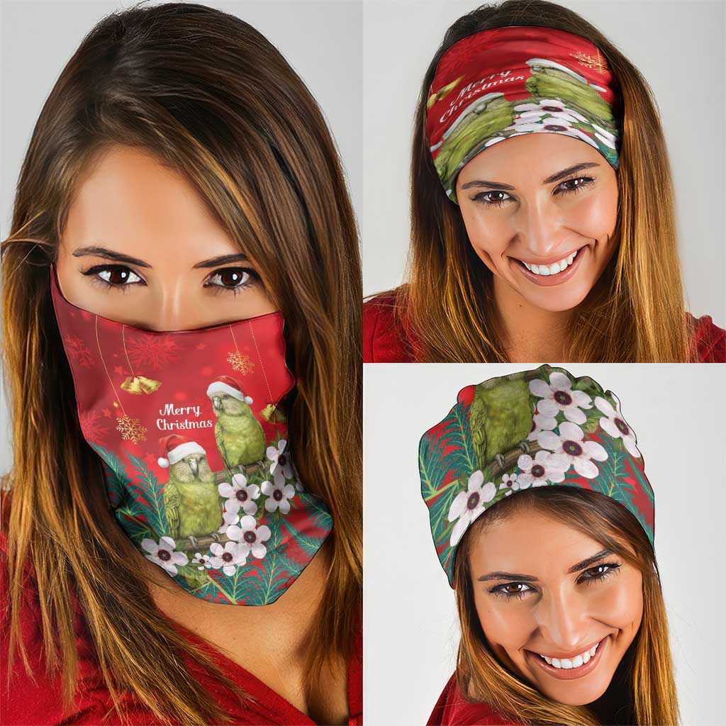 New Zealand Kakapo Christmas Neck Gaiter Owl Parrot Santa Sliver Fern Manuka - Red - Polynesian Pride