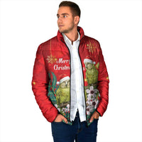 New Zealand Kakapo Christmas Padded Jacket Owl Parrot Santa Sliver Fern Manuka - Red - Polynesian Pride