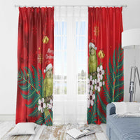 New Zealand Kakapo Christmas Window Curtain Owl Parrot Santa Sliver Fern Manuka - Red - Polynesian Pride