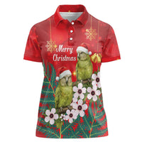 New Zealand Kakapo Christmas Women Polo Shirt Owl Parrot Santa Sliver Fern Manuka - Red - Polynesian Pride