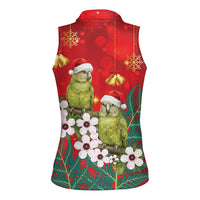 New Zealand Kakapo Christmas Women Sleeveless Polo Shirt Owl Parrot Santa Sliver Fern Manuka - Red - Polynesian Pride