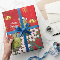 New Zealand Kakapo Christmas Wrapping Paper Owl Parrot Santa Sliver Fern Manuka - Red - Polynesian Pride