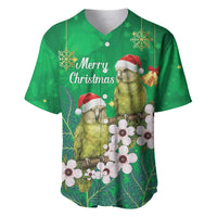 New Zealand Kakapo Christmas Baseball Jersey Owl Parrot Santa Sliver Fern Manuka - Green - Polynesian Pride