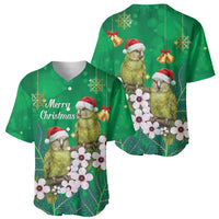 New Zealand Kakapo Christmas Baseball Jersey Owl Parrot Santa Sliver Fern Manuka - Green - Polynesian Pride