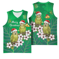 New Zealand Kakapo Christmas Basketball Jersey Owl Parrot Santa Sliver Fern Manuka - Green LT14 - Polynesian Pride
