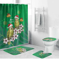 New Zealand Kakapo Christmas Bathroom Set Owl Parrot Santa Sliver Fern Manuka - Green - Polynesian Pride