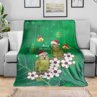 New Zealand Kakapo Christmas Blanket Owl Parrot Santa Sliver Fern Manuka - Green - Polynesian Pride