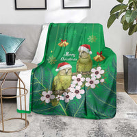 New Zealand Kakapo Christmas Blanket Owl Parrot Santa Sliver Fern Manuka - Green - Polynesian Pride