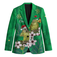 New Zealand Kakapo Christmas Blazer Owl Parrot Santa Sliver Fern Manuka - Green - Polynesian Pride