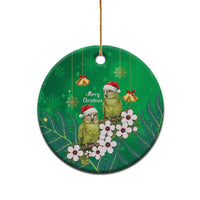 New Zealand Kakapo Christmas Ceramic Ornament Owl Parrot Santa Sliver Fern Manuka - Green - Polynesian Pride
