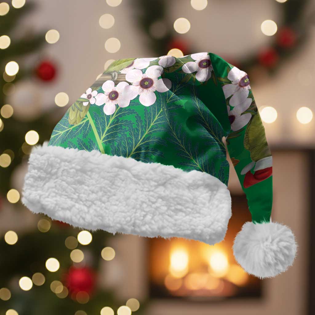 New Zealand Kakapo Christmas Santa Hat Owl Parrot Santa Sliver Fern Manuka - Green - Polynesian Pride
