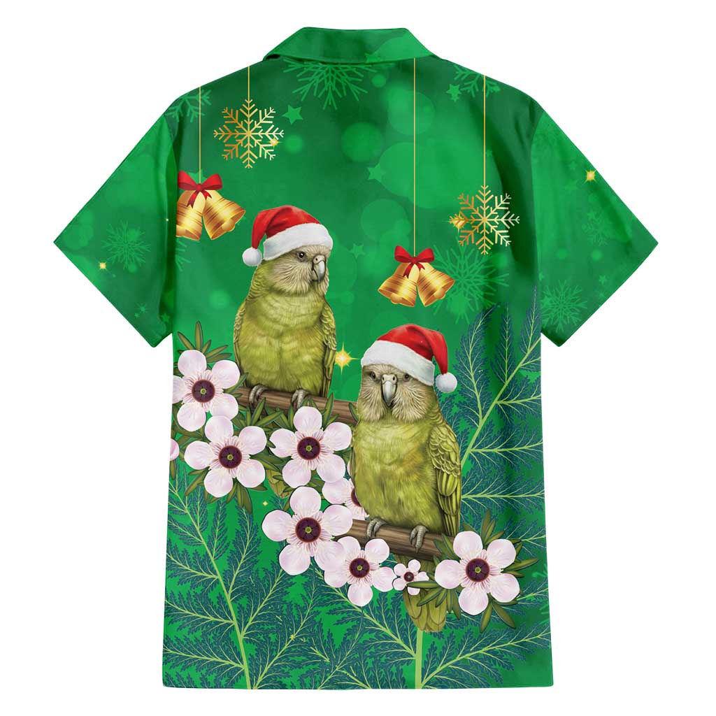 New Zealand Kakapo Christmas Family Matching Long Sleeve Bodycon Dress and Hawaiian Shirt Owl Parrot Santa Sliver Fern Manuka - Green - Polynesian Pride