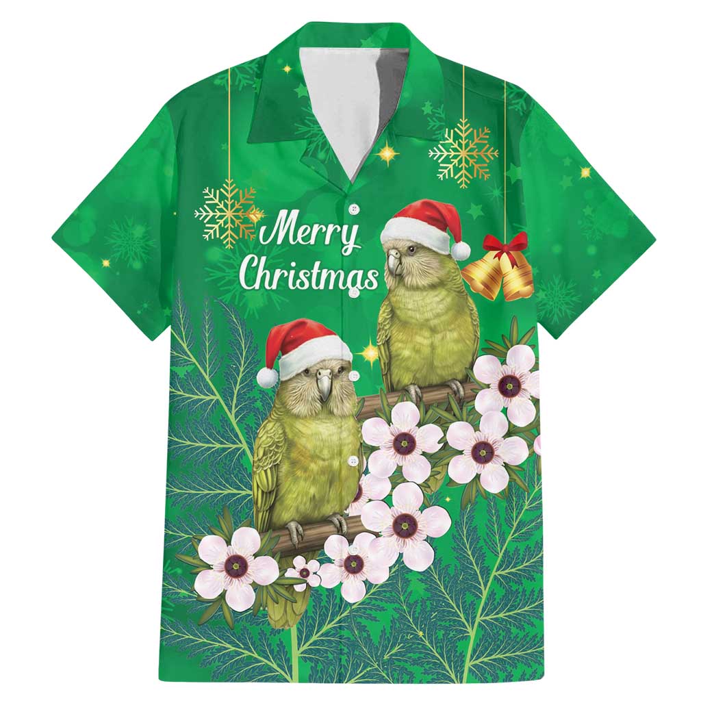 New Zealand Kakapo Christmas Family Matching Mermaid Dress and Hawaiian Shirt Owl Parrot Santa Sliver Fern Manuka - Green - Polynesian Pride