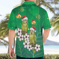 New Zealand Kakapo Christmas Hawaiian Shirt Owl Parrot Santa Sliver Fern Manuka - Green - Polynesian Pride