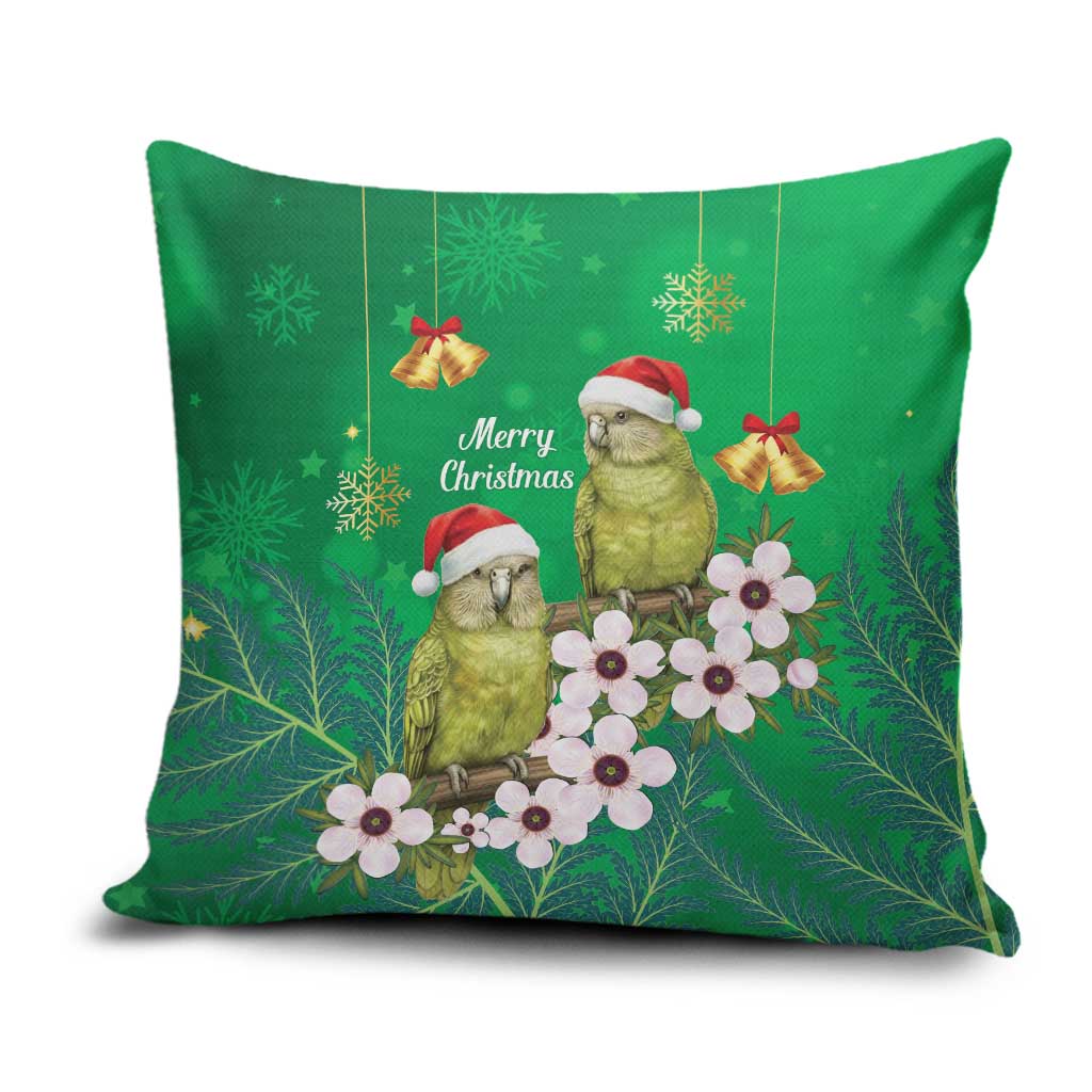 New Zealand Kakapo Christmas Pillow Cover Owl Parrot Santa Sliver Fern Manuka - Green LT14 Green - Polynesian Pride