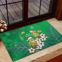 New Zealand Kakapo Christmas Rubber Doormat Owl Parrot Santa Sliver Fern Manuka - Green - Polynesian Pride