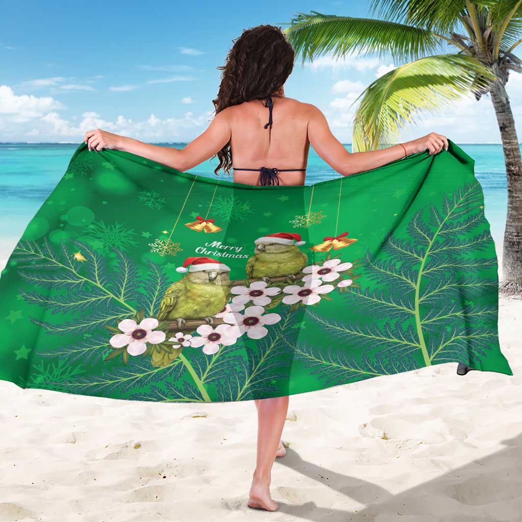 New Zealand Kakapo Christmas Sarong Owl Parrot Santa Sliver Fern Manuka - Green - Polynesian Pride