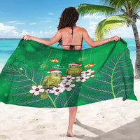 New Zealand Kakapo Christmas Sarong Owl Parrot Santa Sliver Fern Manuka - Green - Polynesian Pride