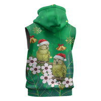 New Zealand Kakapo Christmas Sleeveless Hoodie Owl Parrot Santa Sliver Fern Manuka - Green LT14 - Polynesian Pride