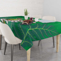 New Zealand Kakapo Christmas Tablecloth Owl Parrot Santa Sliver Fern Manuka - Green - Polynesian Pride