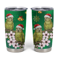 New Zealand Kakapo Christmas Tumbler Cup Owl Parrot Santa Sliver Fern Manuka - Green - Polynesian Pride