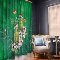 New Zealand Kakapo Christmas Window Curtain Owl Parrot Santa Sliver Fern Manuka - Green - Polynesian Pride