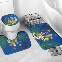 New Zealand Kakapo Christmas Bathroom Set Owl Parrot Santa Sliver Fern Manuka - Blue - Polynesian Pride