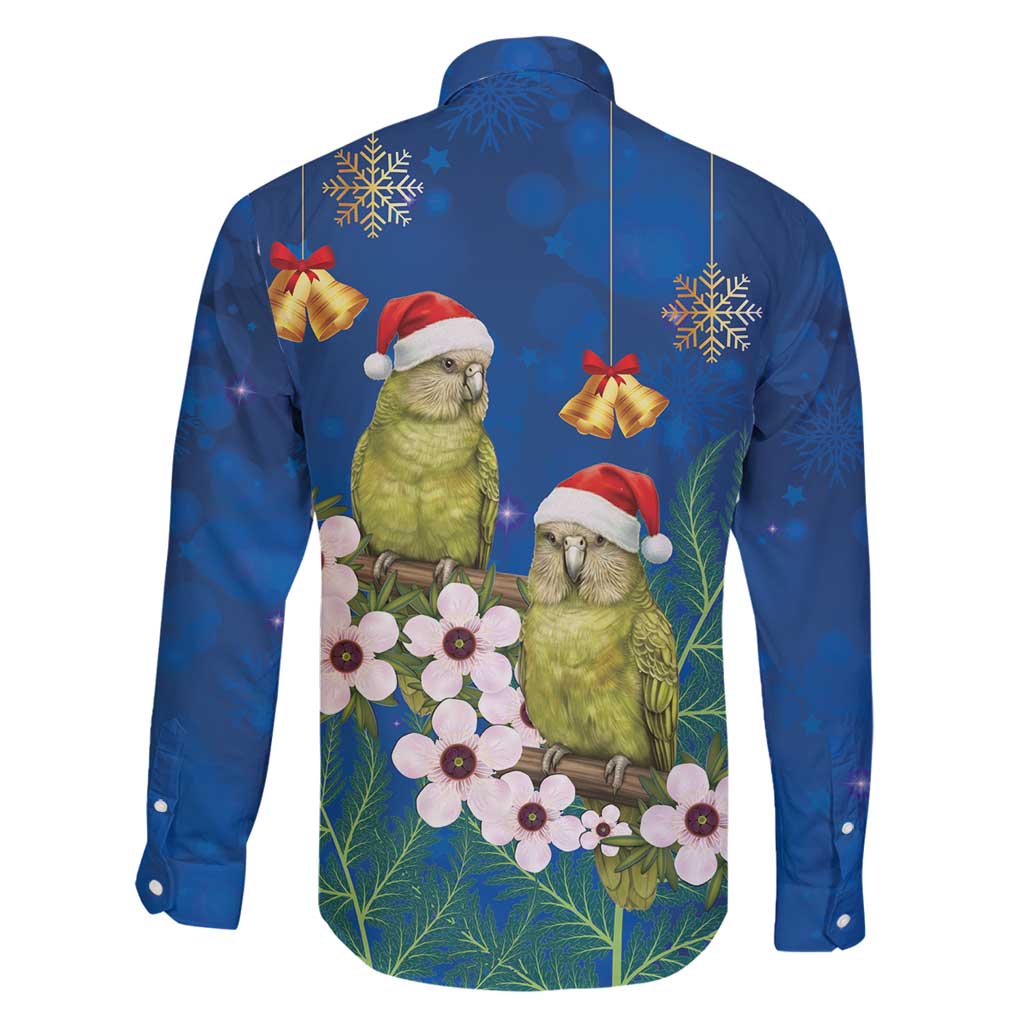 New Zealand Kakapo Christmas Family Matching Mermaid Dress and Hawaiian Shirt Owl Parrot Santa Sliver Fern Manuka - Blue - Polynesian Pride