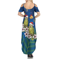 New Zealand Kakapo Christmas Family Matching Summer Maxi Dress and Hawaiian Shirt Owl Parrot Santa Sliver Fern Manuka - Blue - Polynesian Pride