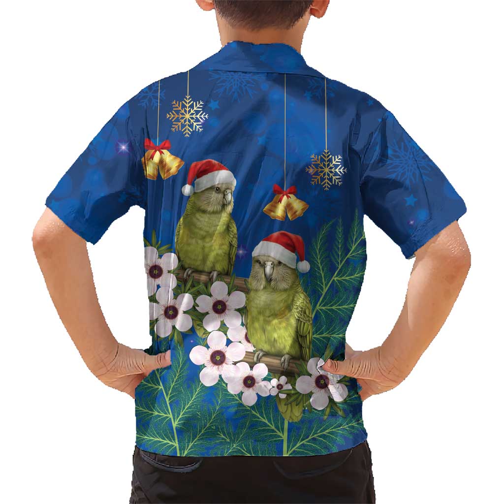 New Zealand Kakapo Christmas Hawaiian Shirt Owl Parrot Santa Sliver Fern Manuka - Blue LT14 - Polynesian Pride