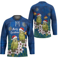 New Zealand Kakapo Christmas Hockey Jersey Owl Parrot Santa Sliver Fern Manuka - Blue - Polynesian Pride