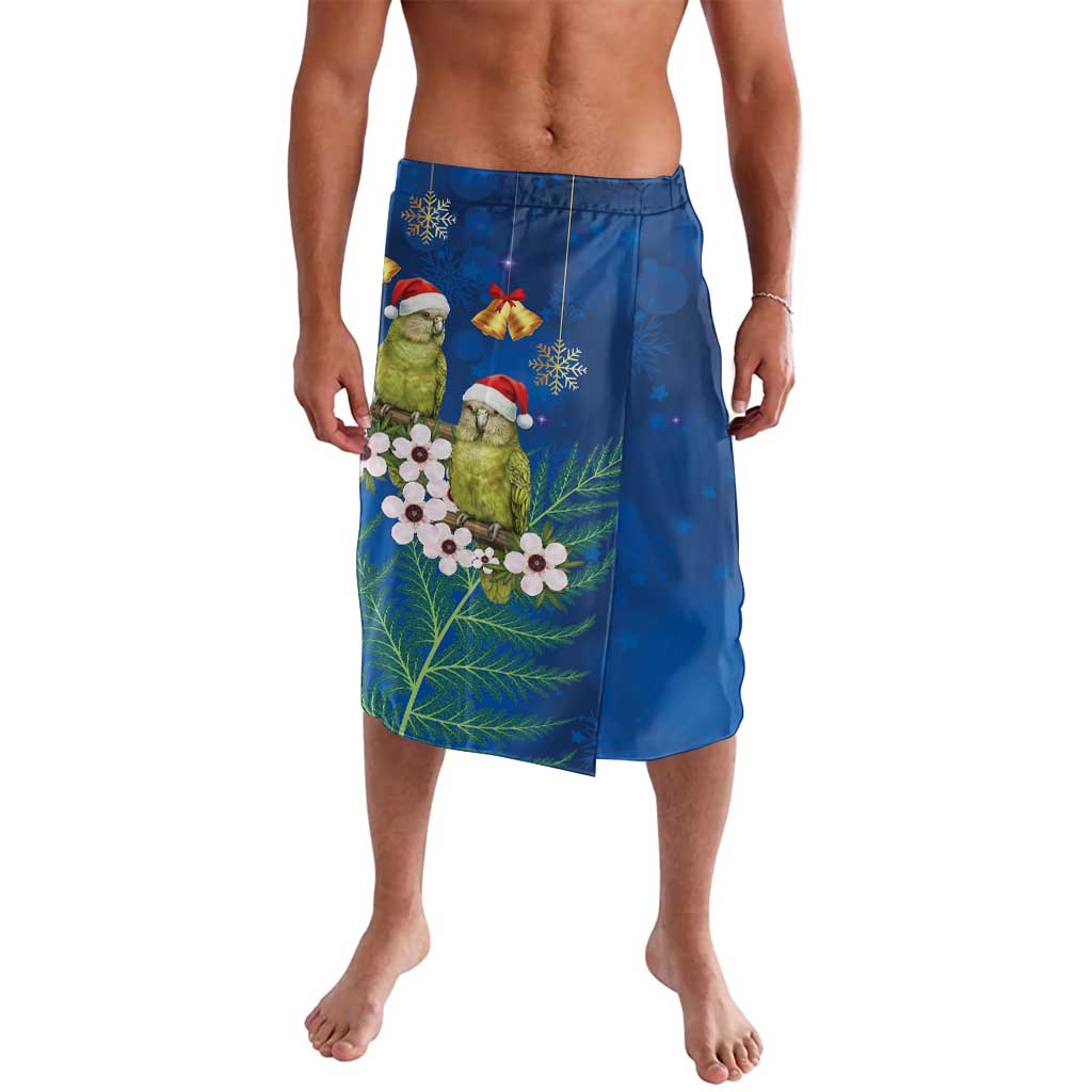 New Zealand Kakapo Christmas Lavalava Owl Parrot Santa Sliver Fern Manuka - Blue - Polynesian Pride