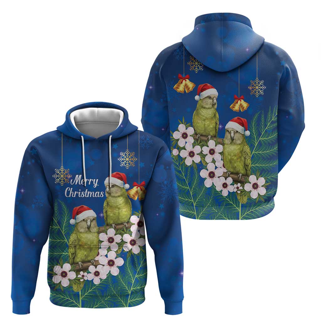 New Zealand Kakapo Christmas Zip Hoodie Owl Parrot Santa Sliver Fern Manuka - Blue LT14 - Polynesian Pride