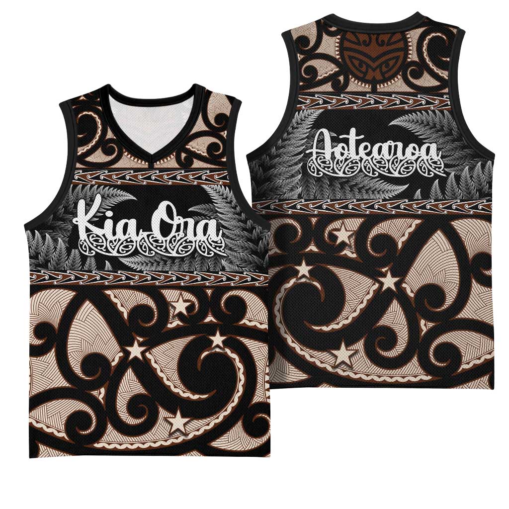 Kia Ora New Zealand Basketball Jersey Aotearoa Proud Maori Silver Fern - Polynesian Pride