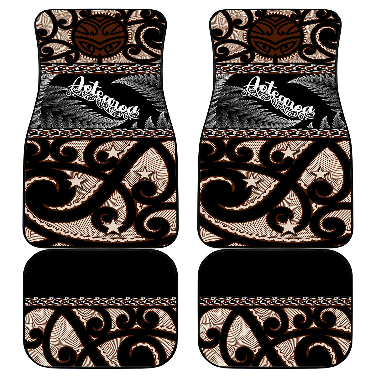 Kia Ora New Zealand Car Mats Aotearoa Proud Maori With Silver Fern LT14 Black - Polynesian Pride