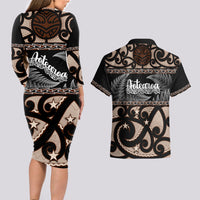 Kia Ora New Zealand Couples Matching Long Sleeve Bodycon Dress and Hawaiian Shirt Aotearoa Proud Maori With Silver Fern LT14 - Polynesian Pride