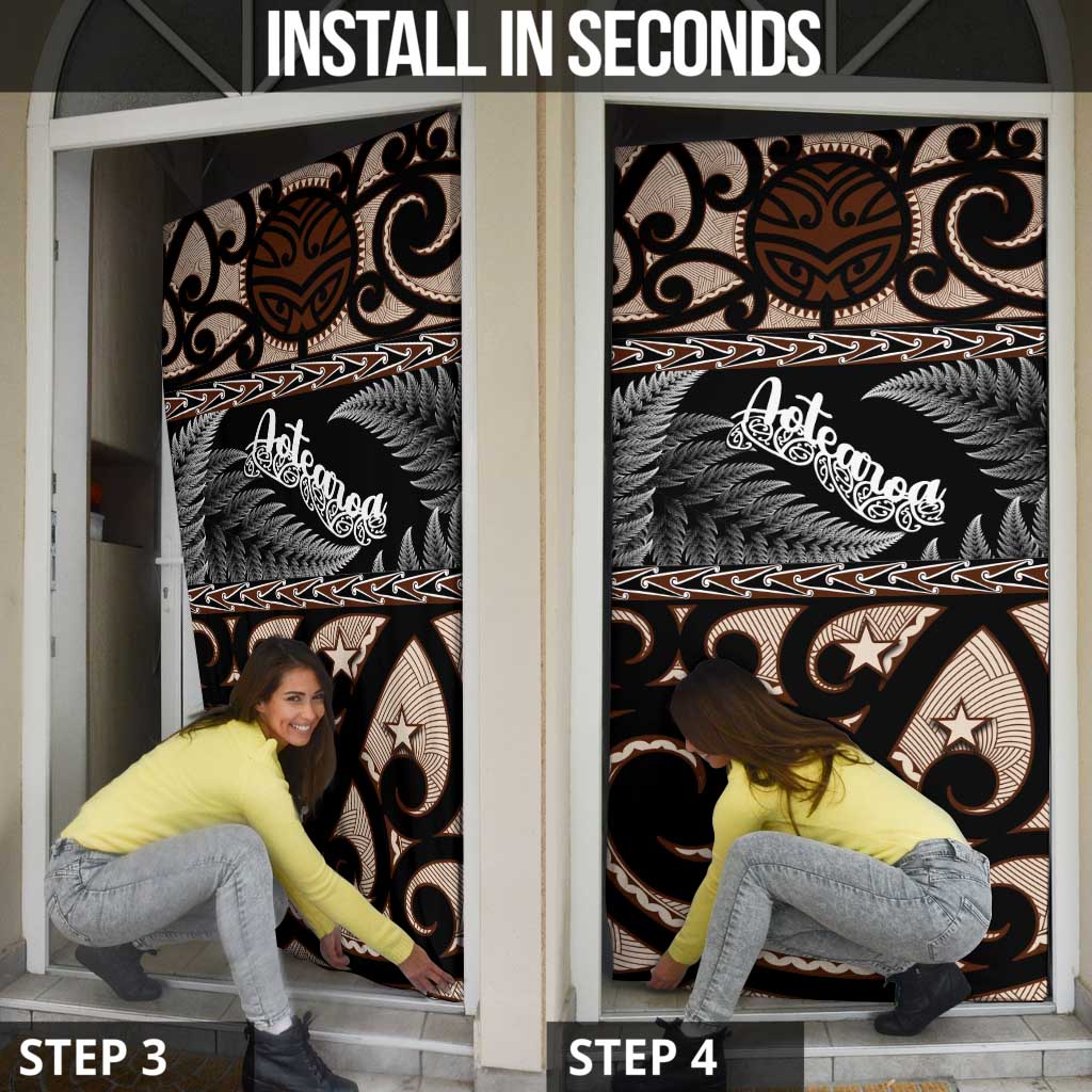 Kia Ora New Zealand Door Cover Aotearoa Proud Maori Silver Fern - Polynesian Pride