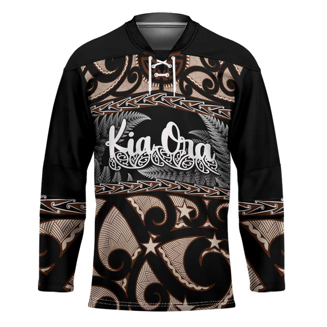 Kia Ora New Zealand Hockey Jersey Aotearoa Proud Maori Silver Fern LT14 Unisex Black - Polynesian Pride