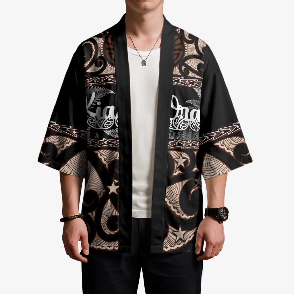 Kia Ora New Zealand Kimono Aotearoa Proud Maori Silver Fern - Polynesian Pride