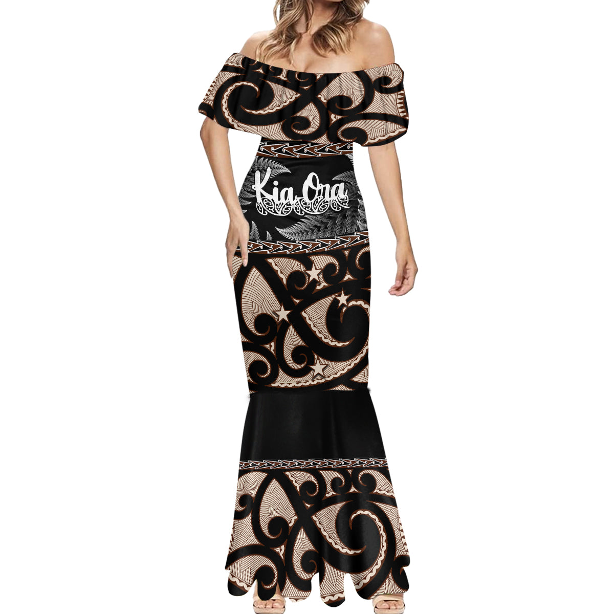 Kia Ora New Zealand Mermaid Dress Aotearoa Proud Maori With Silver Fern LT14 - Polynesian Pride