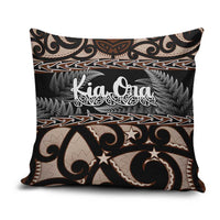 Kia Ora New Zealand Pillow Cover Aotearoa Proud Maori Silver Fern LT14 Black - Polynesian Pride